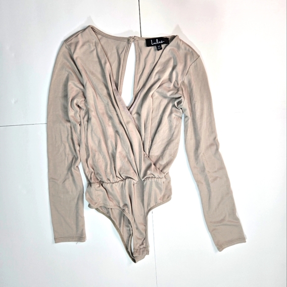 Lulus Beige Long Sleeve Bodysuit -Size XS - Picture 1 of 7